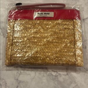 Miu Miu Novelty Straw Logo Pouch